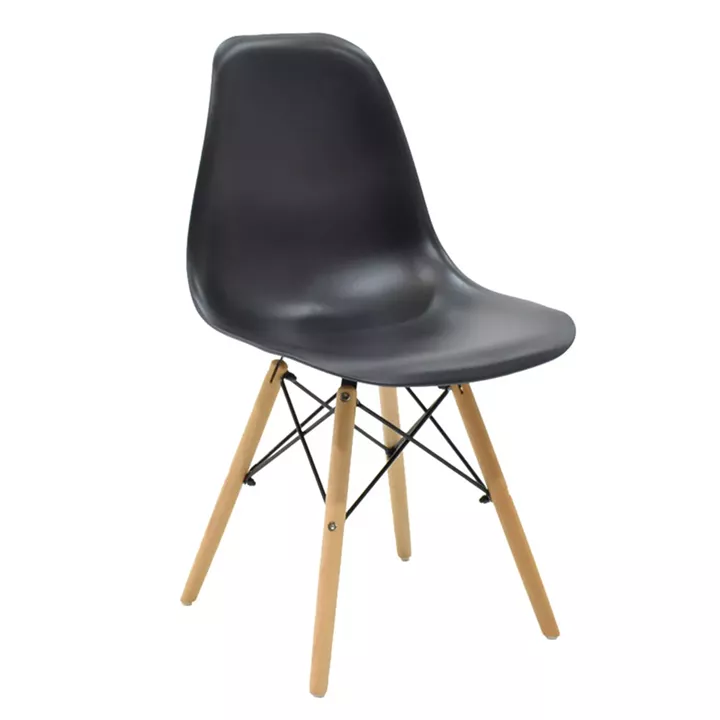 Dining table Manka I-Julita pakoworld set of 3 pieces in sonoma truffle-black shade 80x80x77cm