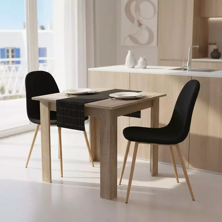 Dining table set of 3 pieces Manka I-Bella pakoworld mdf in sonoma color 80x80x77cm
