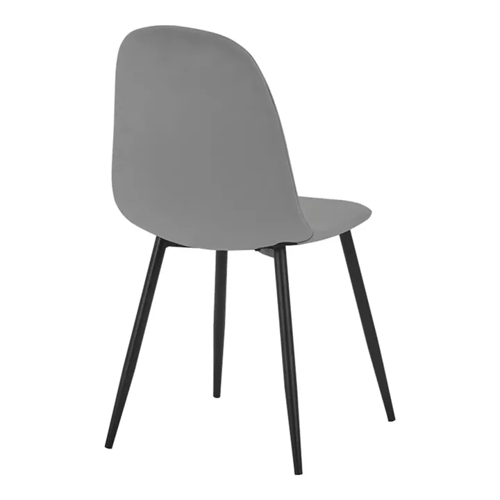 Dining chair Bella pakoworld velvet in grey color and black metal leg 43.5x52x89cm