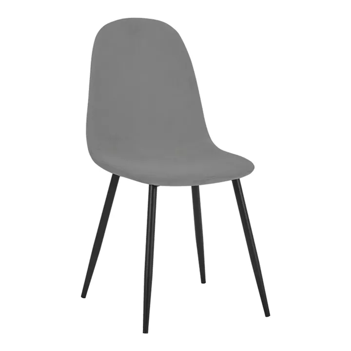 Dining chair Bella pakoworld velvet in grey color and black metal leg 43.5x52x89cm