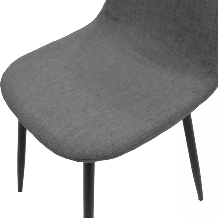 Dining chair Bella pakoworld grey fabric and black metal leg 43.5x52x89cm