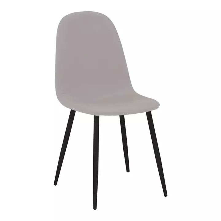 Dining chair Bella pakoworld grey fabric and black metal leg 43.5x52x89cm