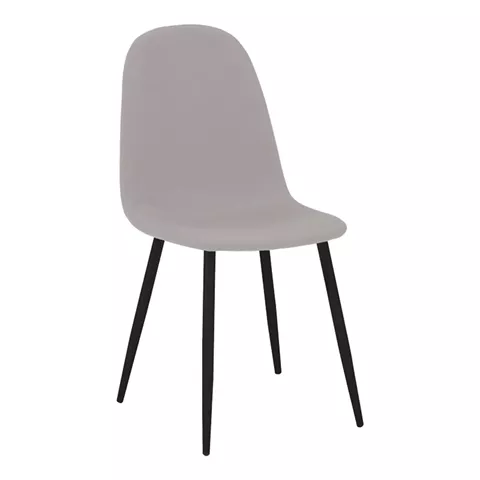 Dining chair Bella pakoworld grey fabric and black metal leg 43.5x52x89cm