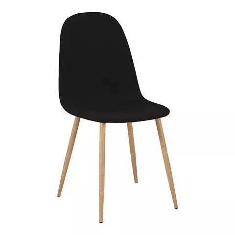 Dining chair Bella pakoworld black fabric and natural metal leg 43.5x52x89cm