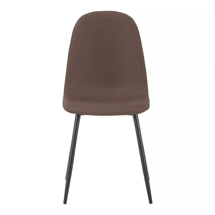 Dining chair Bella pakoworld brown fabric and black color metal leg 43.5x52x89cm