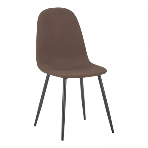 Dining chair Bella pakoworld brown fabric and black color metal leg 43.5x52x89cm