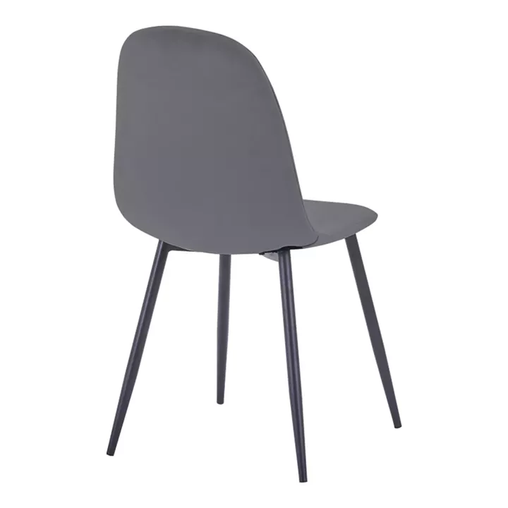 Dining chair Bella pakoworld velvet in dark grey color and black metal leg 43.5x52x89cm