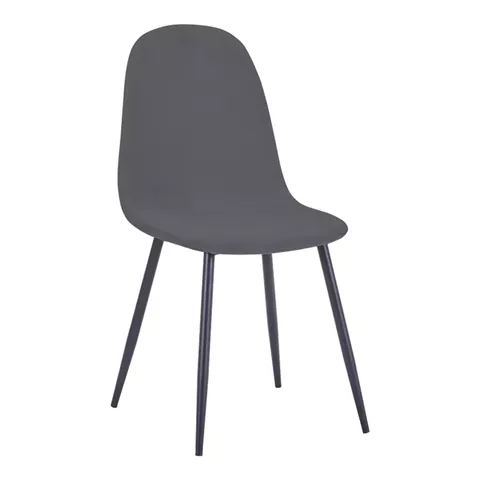 Dining chair Bella pakoworld velvet in dark grey color and black metal leg 43.5x52x89cm