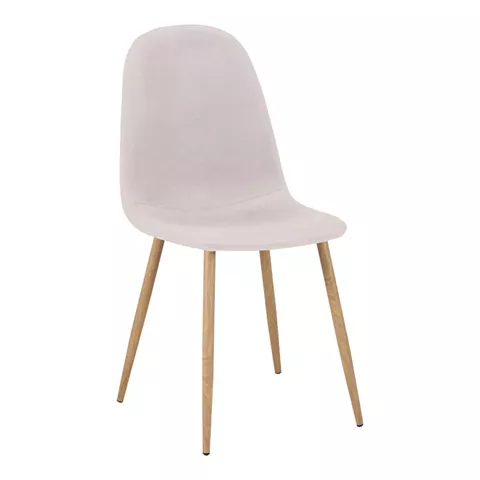 Dining chair Bella pakoworld light grey fabric and natural color metal leg 43.5x52x89cm