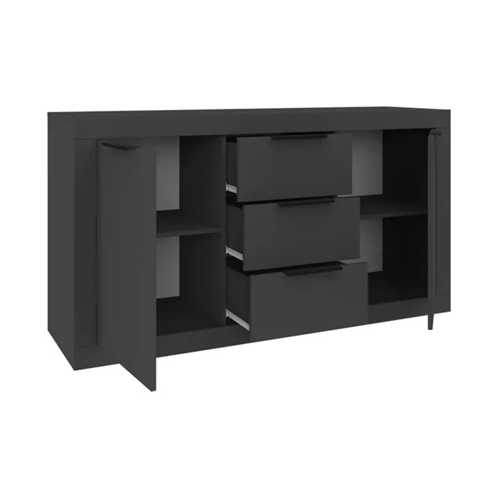 Μπουφές Doha pakoworld σε ανθρακί απόχρωση 150x45x80.5εκ