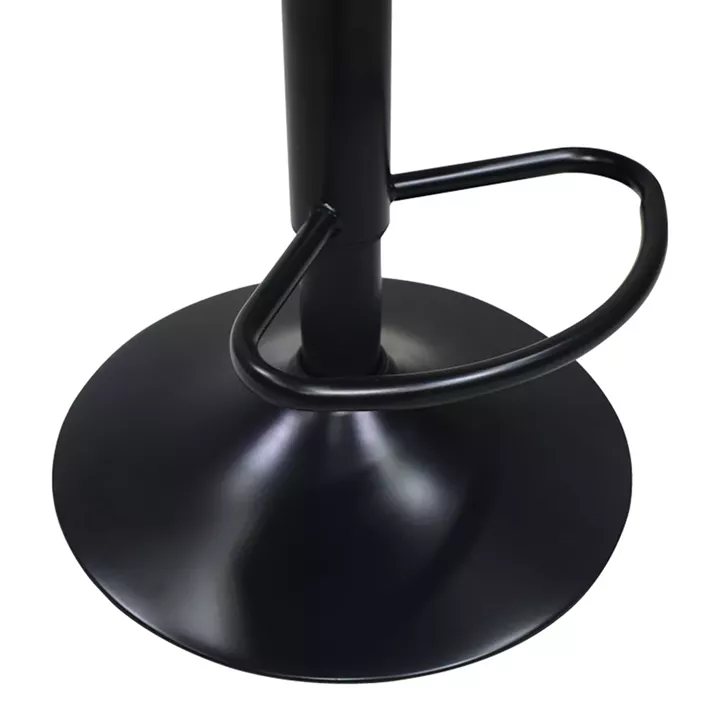 Bar stool Coozy pakoworld adjustable height black matte metal with pu in white color 46x47x90-112cm