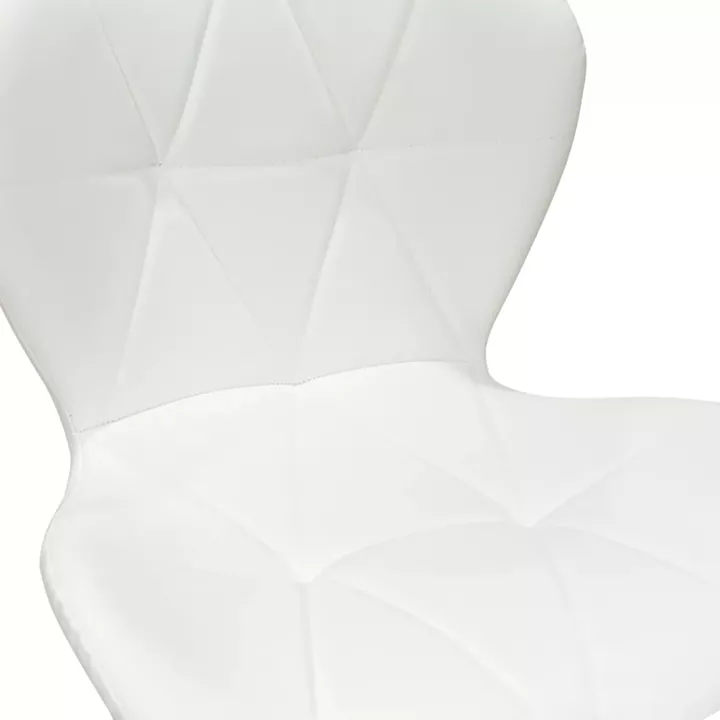 Bar stool Coozy pakoworld adjustable height black matte metal with pu in white color 46x47x90-112cm