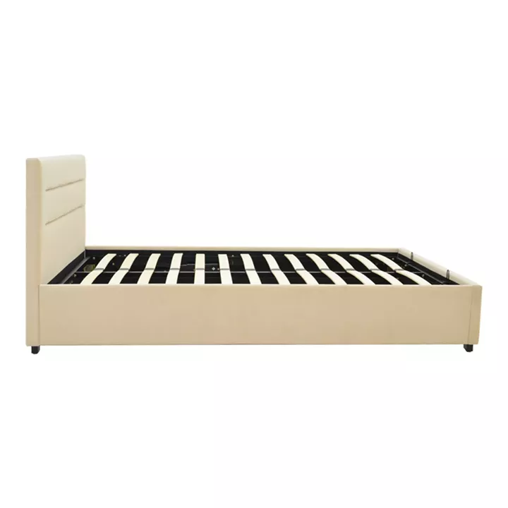 Molito pakoworld velvet bed in ecru shade with storage space 120x200cm