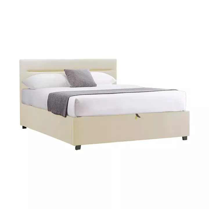 Molito pakoworld velvet bed in ecru shade with storage space 120x200cm