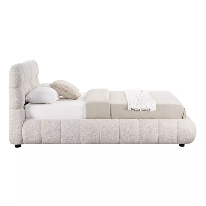 DOUBLE BED WITH STORAGE SPACE BUBBLE HM730.03 BEIGE BOUCLE FABRIC--MATTRESS 160x200cm.