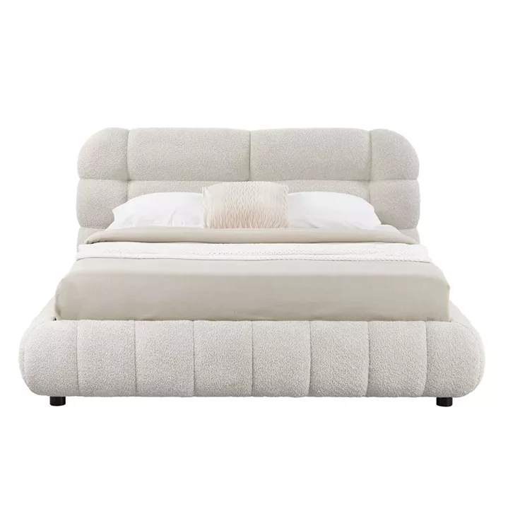 DOUBLE BED WITH STORAGE SPACE BUBBLE HM730.03 BEIGE BOUCLE FABRIC--MATTRESS 160x200cm.