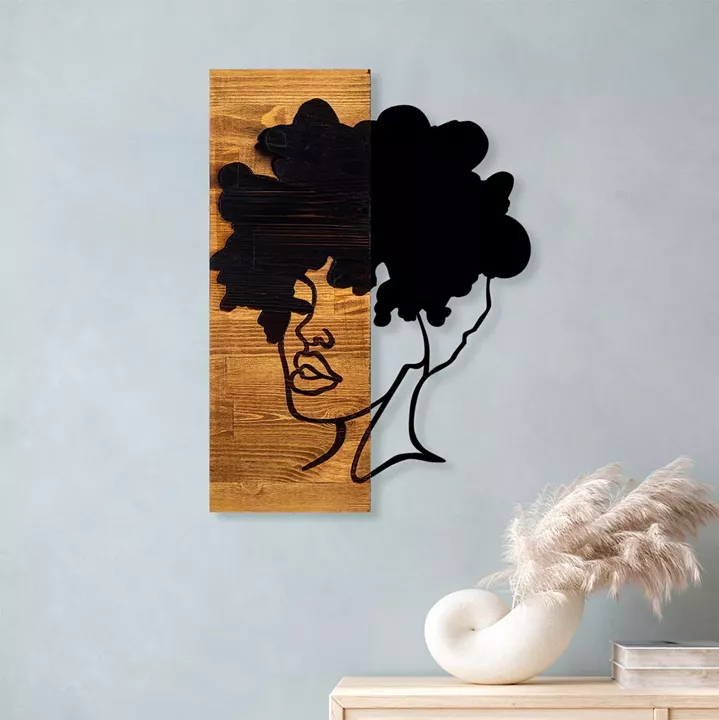 WALL DECORATION WOMAN FIGURE HM4750-METAL-WOOD 35x3(thickness)x50Hcm.