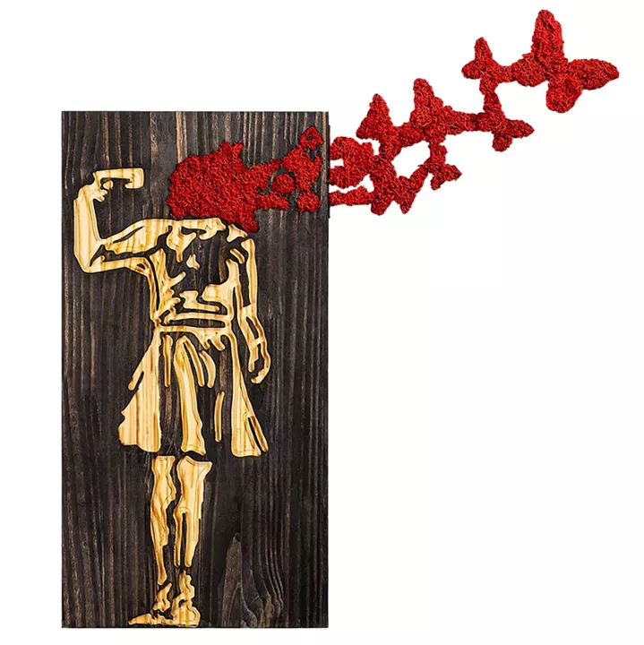 WALL DECORATION GIRL FIGURE HM4755-METAL-WOOD 62x3(thickness)x70Hcm.
