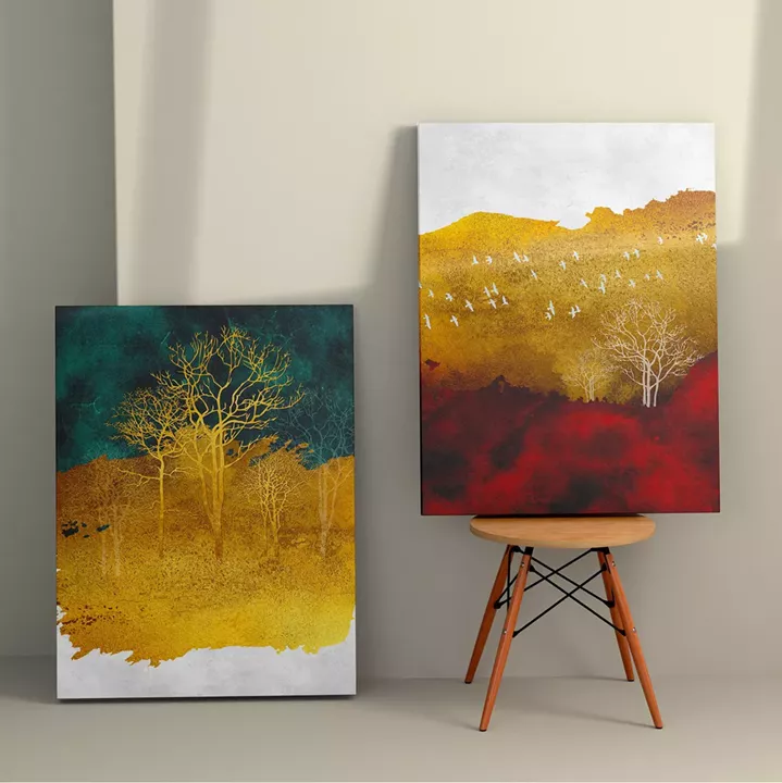 WALL PAINTING 2PCS SERIES GOBI HM4837 PRINTED CANVAS 50x3(thickness)x70Hcm.(x2)