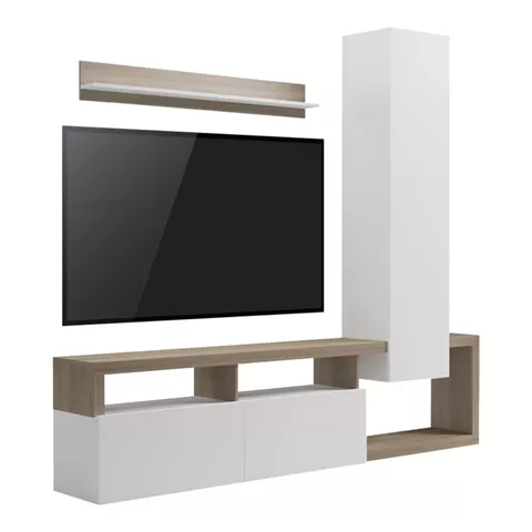 Leganto pakoworld living room set in sonoma and white color 220.5x35x197.5cm
