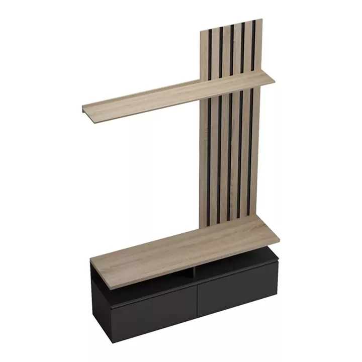 Perlento pakoworld living room set in black and sonoma color 140x41x219.5cm