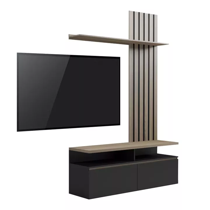Perlento pakoworld living room set in black and sonoma color 140x41x219.5cm