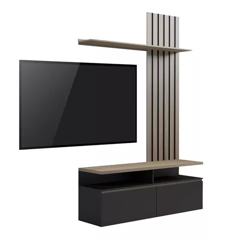 Perlento pakoworld living room set in black and sonoma color 140x41x219.5cm