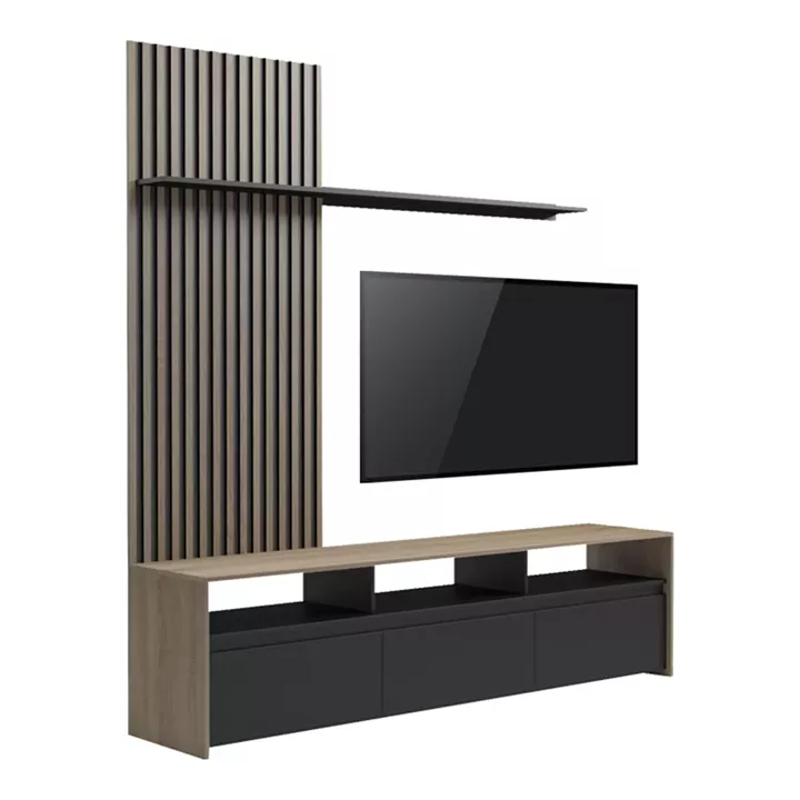 Delfina pakoworld living room set in sonoma and black color 190x40x199.5cm