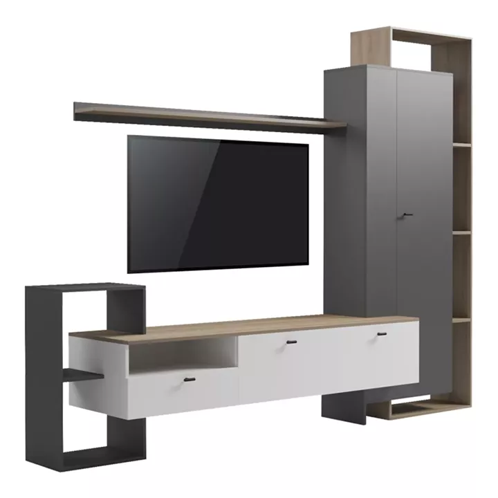 Ferefia pakoworld living room set in sonoma and white and grey color 240x45.5x189.5cm