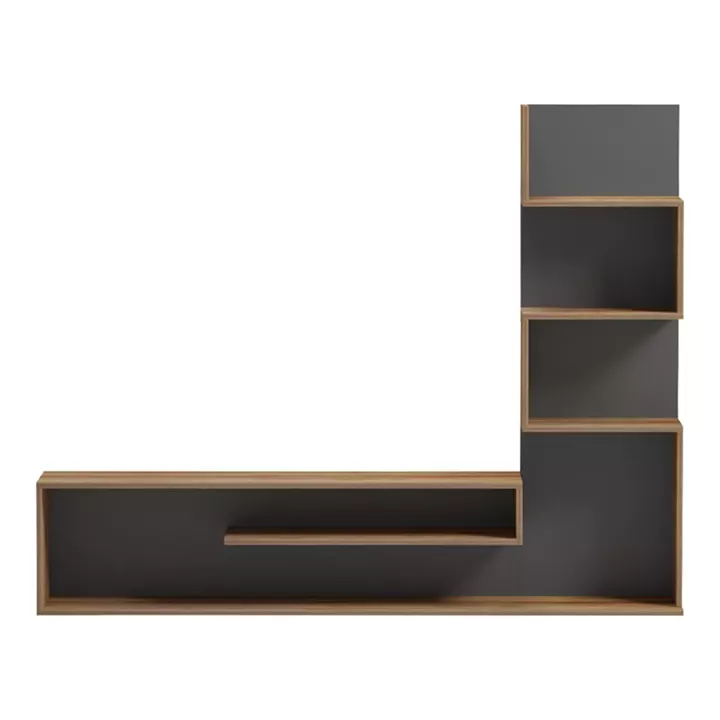 Cazenda pakoworld tv unit with bookcase in oak and grey color 160x29x126cm