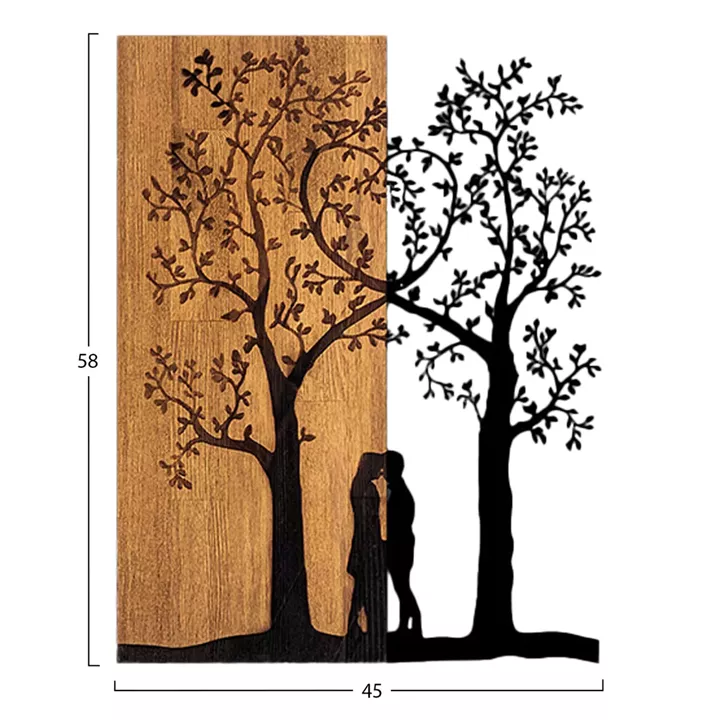 WALL DECORATION HM4753-METAL IN BLACK-WOOD 45x3(thickness)x58Hcm.