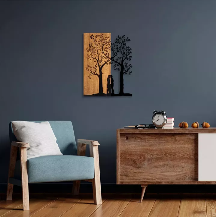WALL DECORATION HM4753-METAL IN BLACK-WOOD 45x3(thickness)x58Hcm.