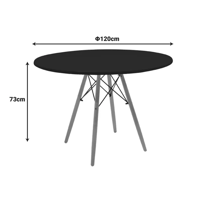 Julita pakoworld table MDF black and natural beech wood D120x73cm
