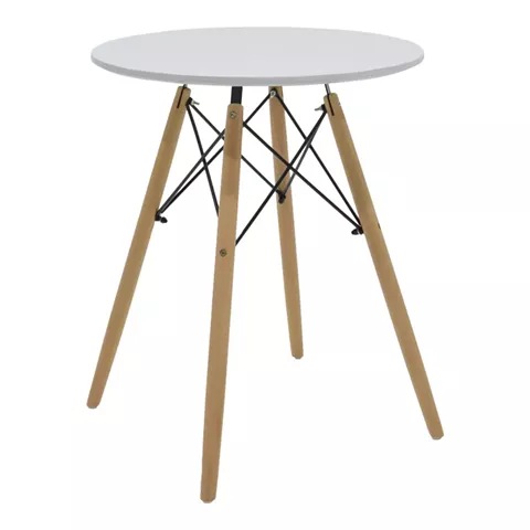 Julita pakoworld table MDF white and natural beech wood D60x73cm