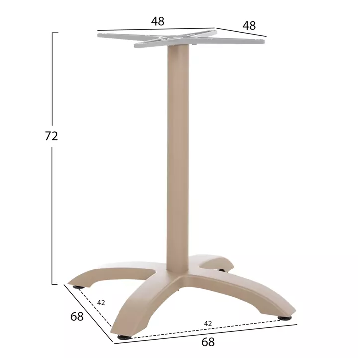 ALUMINUM TABLE BASE HM460.25 CAPPUCCINO MATTE 68x68x72Hcm. CROSS 48x48cm.