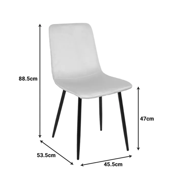 Grato chair pakoworld beige fabric-black metal leg 45.5x53.5x88.5cm