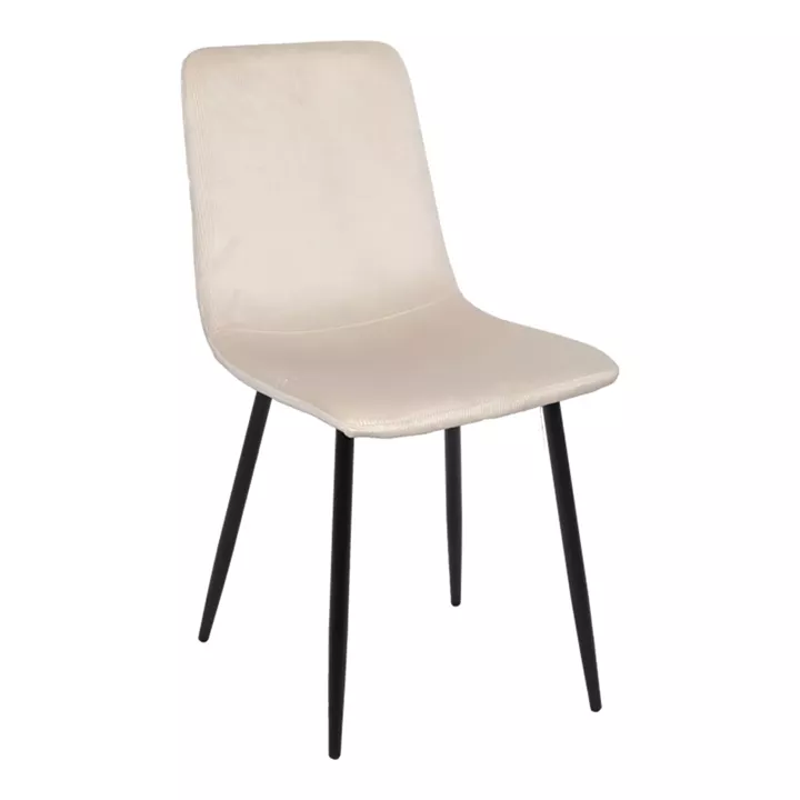 Grato chair pakoworld beige fabric-black metal leg 45.5x53.5x88.5cm