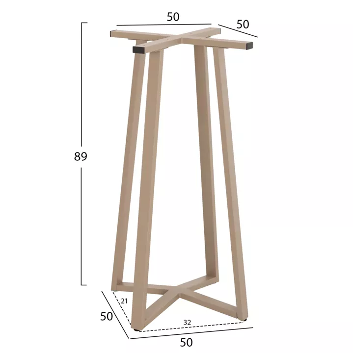 BAR TABLE BASE MEDIUM HEIGHT HM477.25 METAL IN CAPPUCCINO 50x50x89Hcm.