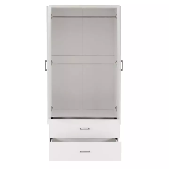 WARDROBE 4-LEAF WITH 4 DRAWERS REINA HM21258 MELAMINE IN WHITE 160x42.5x180.5Η