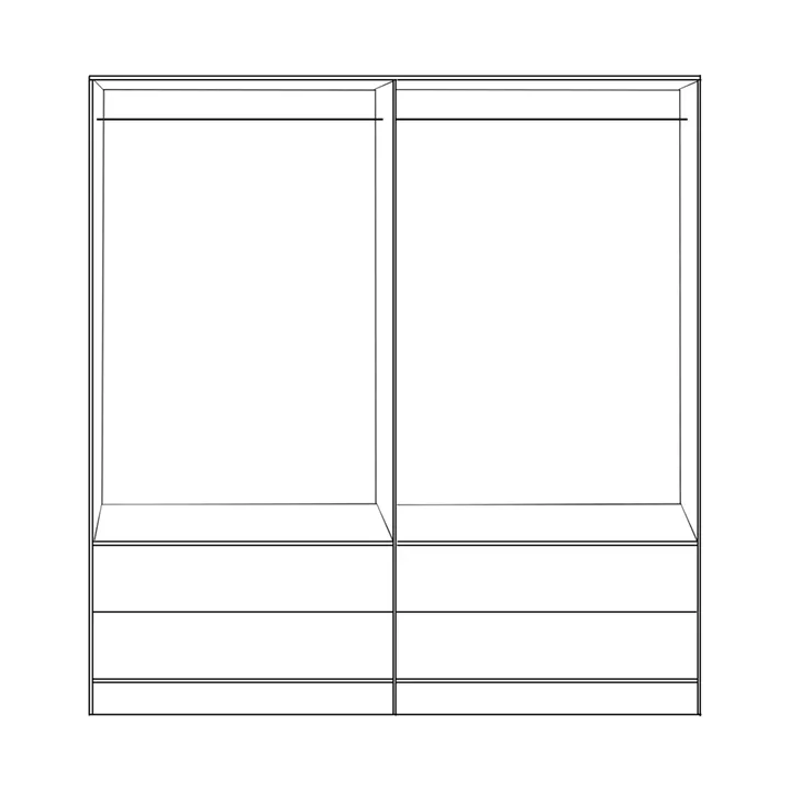 WARDROBE 4-LEAF WITH 4 DRAWERS REINA HM21259 MELAMINE GREY-SONAMA 160x42x180Η