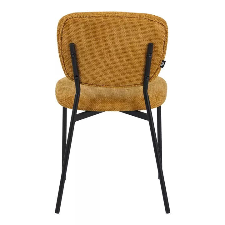 Cathair pakoworld chair bouclé fabric in yellow color with black metallic legs 48x53x82cm