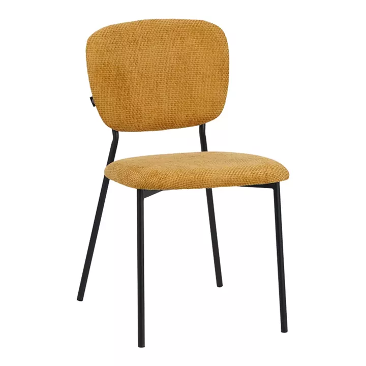Cathair pakoworld chair bouclé fabric in yellow color with black metallic legs 48x53x82cm