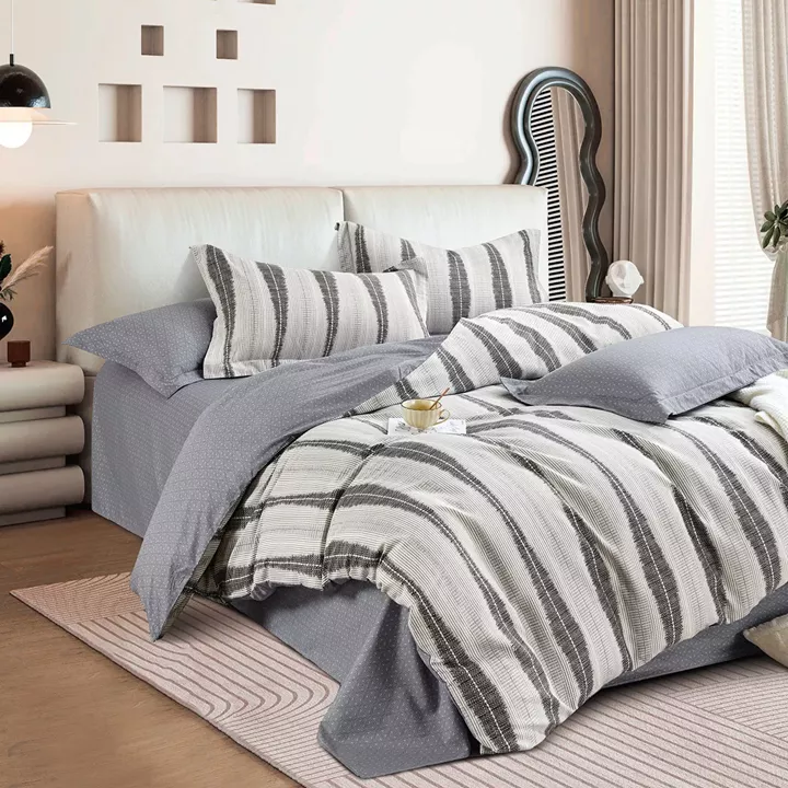 Beauty Home Σετ σεντόνια υπέρδιπλα Art 12288 Adamantia 230x260 Εκού,Ανθρακί