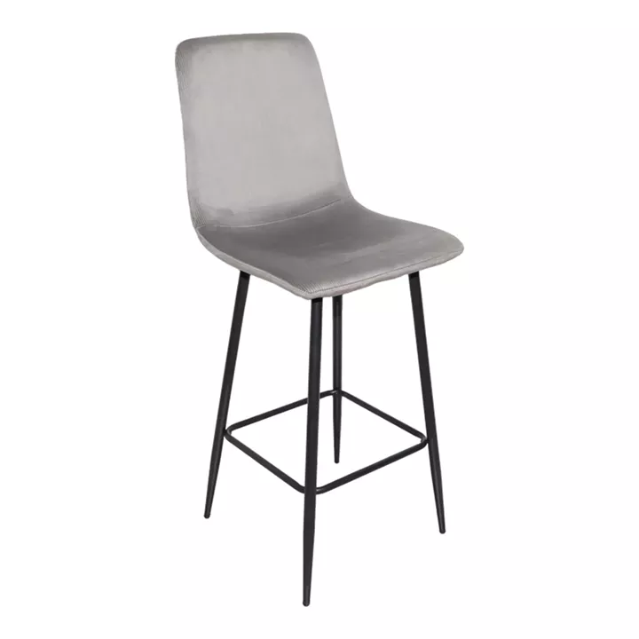 Grato bar-stool pakoworld grey fabric-black metal leg 43.5x55x114cm
