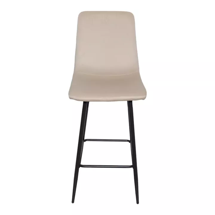 Grato bar-stool pakoworld beige fabric-black metal leg 43.5x55x114cm