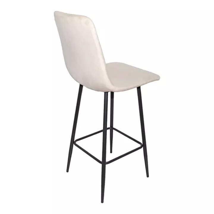 Grato bar-stool pakoworld beige fabric-black metal leg 43.5x55x114cm