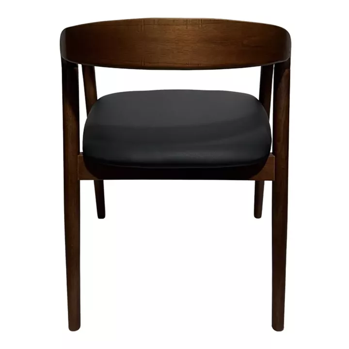 Hogie pakoworld rubberwood armchair in brown shade with black pu cushion 61x60x76cm