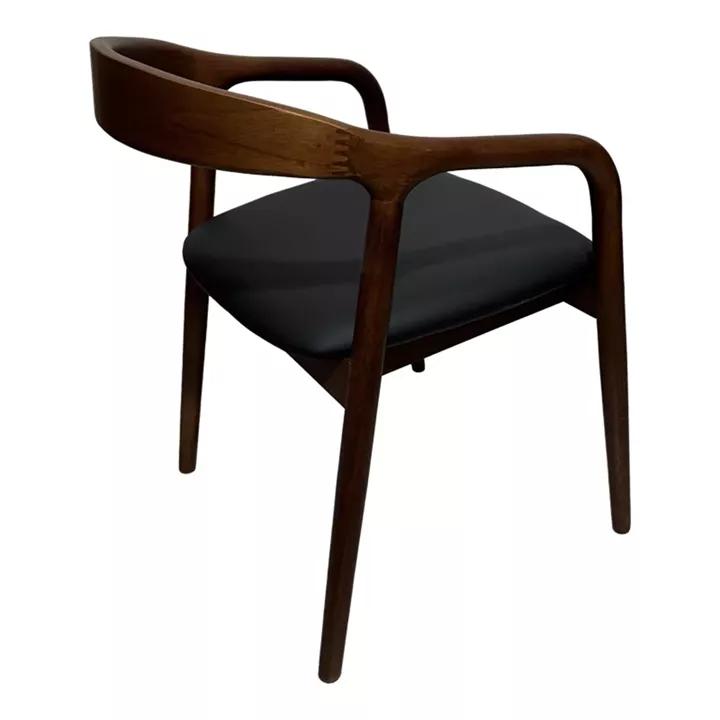 Hogie pakoworld rubberwood armchair in brown shade with black pu cushion 61x60x76cm