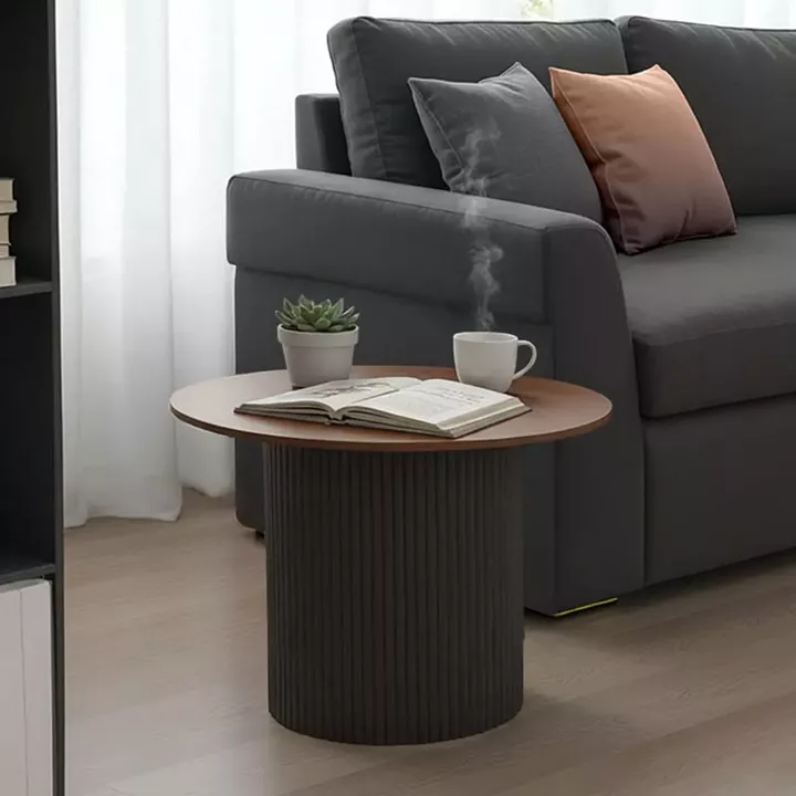 Τραπέζι σαλονιού Dovel pakoworld mdf σε καρυδί-μαυρη απόχρωση Φ70x40εκ