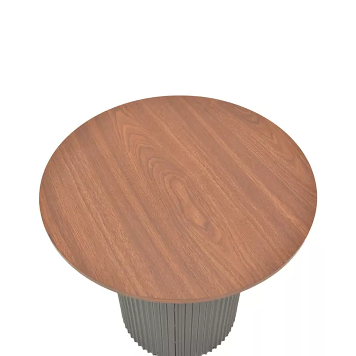 Βοηθητικό τραπέζι Dovel pakoworld mdf σε καρυδί-μαύρη απόχρωση Φ50x45εκ